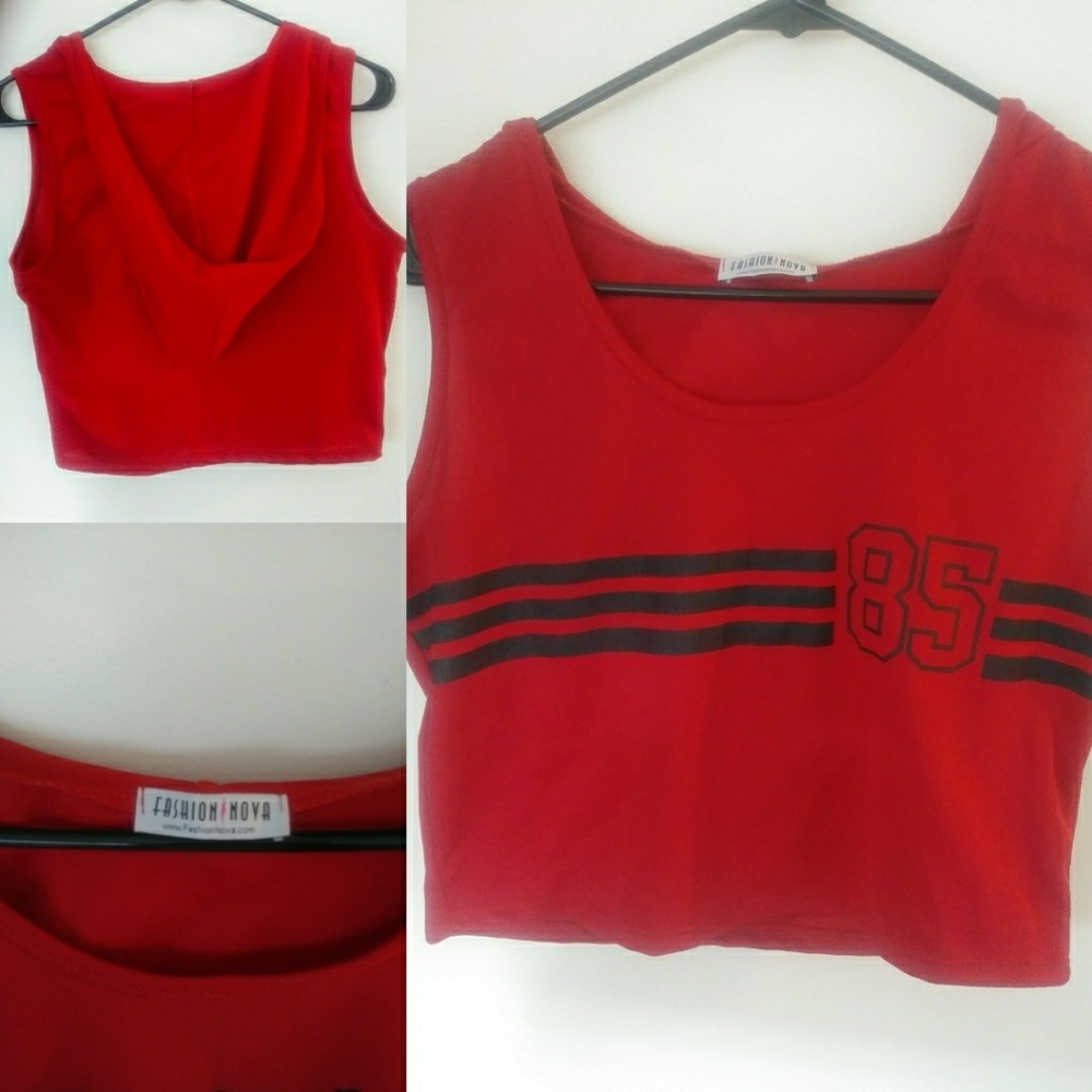 FASHION NOVA Crop top with hood (Red)